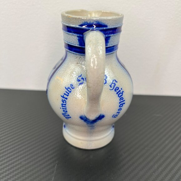 Vintage Pitcher Reinhold Merkelbach Cobalt Blue Lion Salt-glazed Germany Signed - Picture 2 of 7